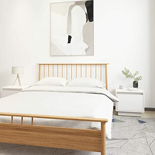 Fasba Nachttische 2 STK. Weiß 35x34x32 cm Massivholz Kiefer, Beistelltisch mit viel Stauraum, Nachtschrank, Nachtkommode, Nachtkonsole