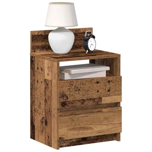 Kangqiling858574 Nachttisch mit 2 Schubladen, antikes Holz, 40 x 33 x 60 cm