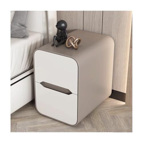 Schmaler Nachttisch aus Massivholz, Nachttisch aus Mikrofaserleder mit 2 Schubladen, moderner Nachttisch, minimalistischer Aufbewahrungsschrank für das Schlafzimmer