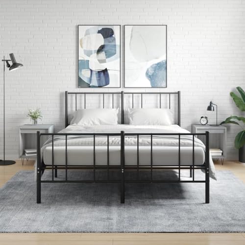 Gecheer Nachttische 2 STK. Grau Sonoma 40x35x50 cm Holzwerkstoff, Moderner Nachtschrank Beistelltisch für Schlafzimmer Gästezimmer Studentenwohnheim830729
