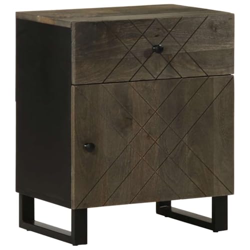 Gecheer Nachttisch Schwarz 50x33x60 cm Massivholz Mango, Nachtschrank Nachtkonsole Nachtkommode Schlafzimmer Schrank Kommode/ 4017692