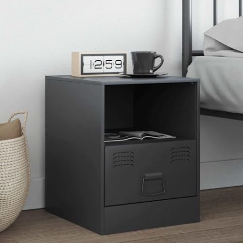 MOBCANT Nachttisch, Side Table Schränkchen Bett Organizer Couchtisch Geeignet für Hotel Wohnung Schlafsaal Wohnstube Anthrazit 34,5x39x44 cm Stahl