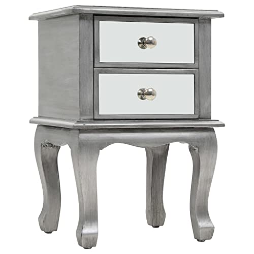 SKM Verspiegelter Nachttisch aus MDF und Glas 34,5x30x50 cm,Möbel,Tische,Nachttis che,Silber,9.6KG,246658