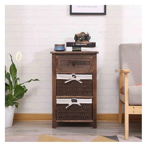 HBOOMOEM Nachtschrank ?Nachttisch Rattan?Holz Nachtschrank Mit Schublade?Massivholz-Schl afzimmer-Nachttisch?Geeig net for Schlafzimmer, Wohnzimmer Und KleinmöBel.(Brown,64 * 40CM/25.2 * 15.7in)