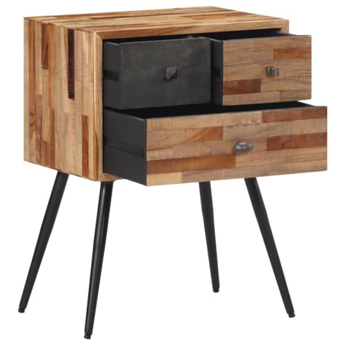 HETFTJN Side Table Living Room Nachtschrank Schmal Nachttische Nachtschränkchen - Nachttisch 47x31,5x60 cm Massivholz Teak für Wohnzimmer Schlafzimmer Jugendzimmer Küchen