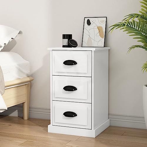 Myheimly Nachttisch Nachttische Nachtschrank Nachtkonsole Telefontisch Hochglanz-Weiß 39x39x67 cm Holzwerkstoff