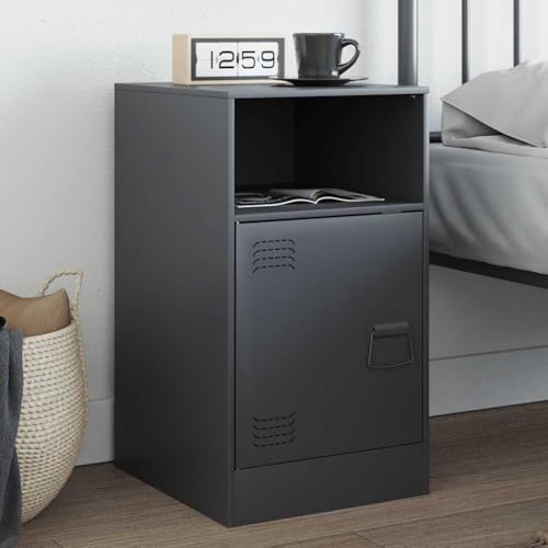 MNISDFL Nachttisch Anthrazit badschrank schmal Bedside Table for Zimmer Wohnzimmer 34,5x39x62 cm Stahl
