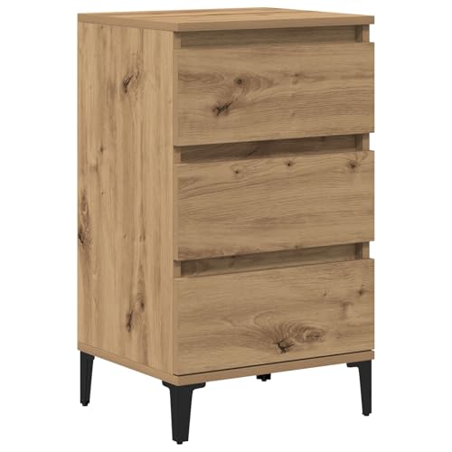 vidaXL Massivholz Eichen 3 Schubladen Artisanfinish Kompakt Für Schlafzimmer Texturierte Oberfläche Modernes Design Innen Stauraum Möbel Holz Stylische Lösung Klein