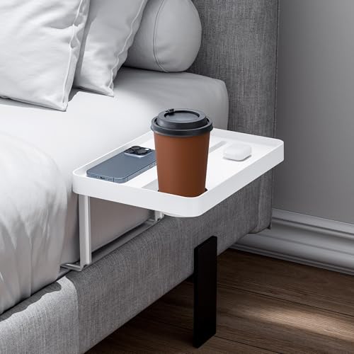KIWIFOTOS Nachttischablage, Nachttischablage zum Aufhängen,Nachttischabla ge für Bett, Betttisch mit Tassen und Kabelhalter für Boxspringbett,Plattformbe tt,Betttisch zum Einlegen der Matratze über 15cm