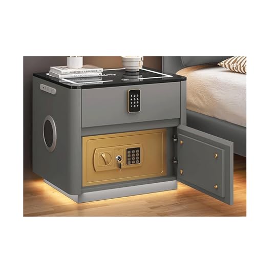 Intelligenter Nachttisch mit Ladestat, USB/PE-C-Ports, LED-Beleuchtung, versteckter sicherer Kombinationsverschluss, Lichtsensor für Schlafzimmer-Lautsprecher