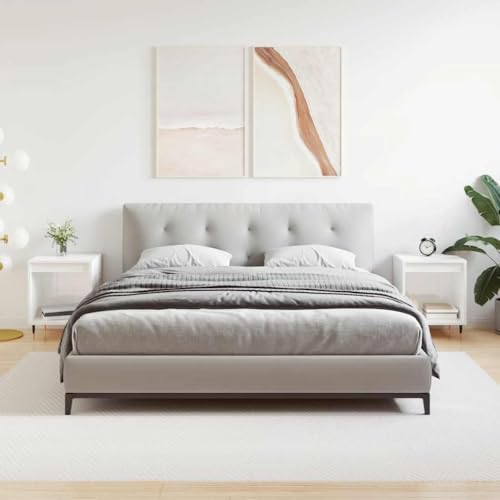 Mokuyary Nachttische 2 STK. Hochglanz-Weiß 40x35x50 cm Holzwerkstoff Beistelltisch, Nachtschrank Schlafzimmer, modern für Wohnzimmer Schlafzimmer Arbeitszimmer Gästezimmer A2