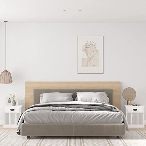 IBUQDDV Nightstand Ablagetisch Telefontisch Sofatisch Nachttische 2 STK. Hochglanz-Weiß 43x36x50 cm für Schlafzimmer Wohnzimmer