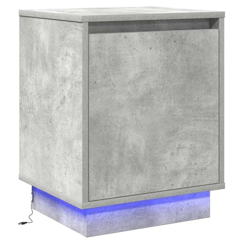 Rantry Nachttisch mit LED-Beleuchtung Beton Grau 39x34,5x50 cm Nightstand Model869600