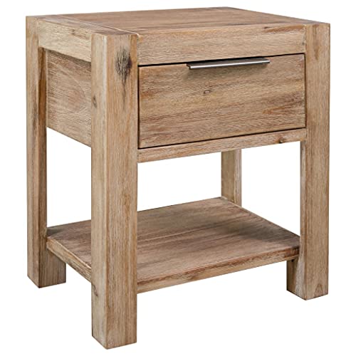 puraday Nachttisch mit Schublade 40x30x48 cm Akazie Massivholz Komodenschrank Nachtschrank Kommode Industrial Kommode Schubladen Nachttisch Holz Nachttisch Modern Schlafzimmer Möbel Nightstand