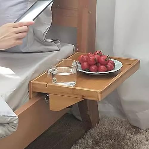 Nachttisch aus Bambus, zum Anklemmen, Verstellbarer Nachttisch, stabile Ablage, Dekoration fürs Studentenzimmer (kleines Modell)