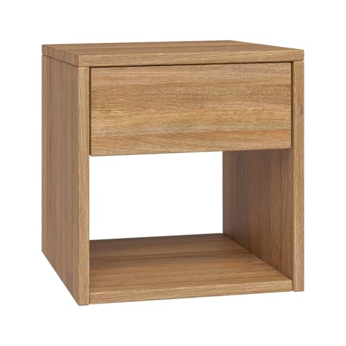 skølm Nachttisch Floki mit Schubladen, Nachtschrank aus Holz, Eiche geölt, Beistelltisch für Schlafzimmer, Nachtkonsole Maße 40x40x40 cm