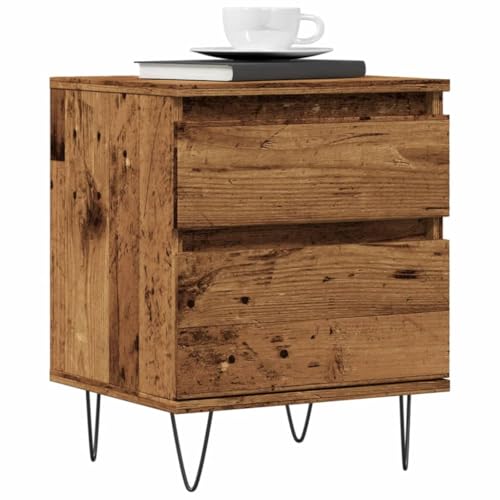 Rantry Nachttisch aus antikem Holz, 40 x 35 x 50 cm, aus mehrschichtigem Holz, Sideboard, Bodenschrank, Büromöbel, Nachttisch für Schlafzimmer, Modell 857416