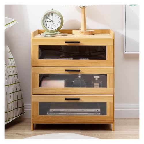 ZGHQHCDRH Nachttisch, Schlichter Nachttisch aus Holz mit 3 Schubladen zur optischen Aufbewahrung, Kleiner Nachttischschrank(Color2)