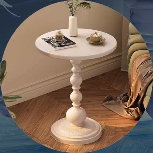 Beistelltisch im Vintage-Stil, rund, Metall, für Wohnzimmer, Schlafzimmer, Balkon, einzigartiger Akzent, Kaffee- und Cocktailtisch, groß, Weiß