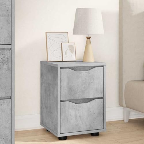 Homgoday Nachttisch Beton Grau 30,5 x 30 x 43 cm Holzwerkstoff Nachttisch Model888803