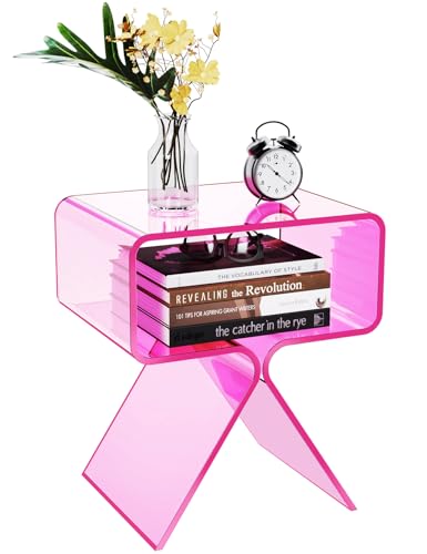 solaround Acryl Nachttisch Beistelltisch, Modernes Design Clear Home Decor Display Endtisch (Rosa)