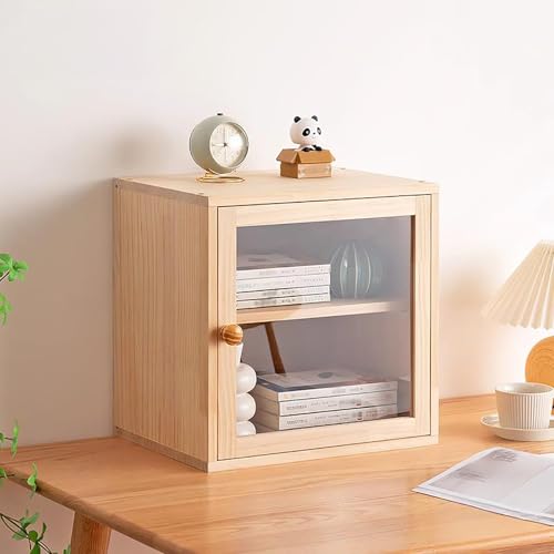 Quadratischer Nachttisch aus Massivholz mit Stauraum, Stapelbarer Kleiner Beistelltisch, Bodenstehender Nachtschrank für Schlafzimmer Wohnzimmer Flur Eingangsbereich(15.7 W x 11.8 D x 15.7 H, H)
