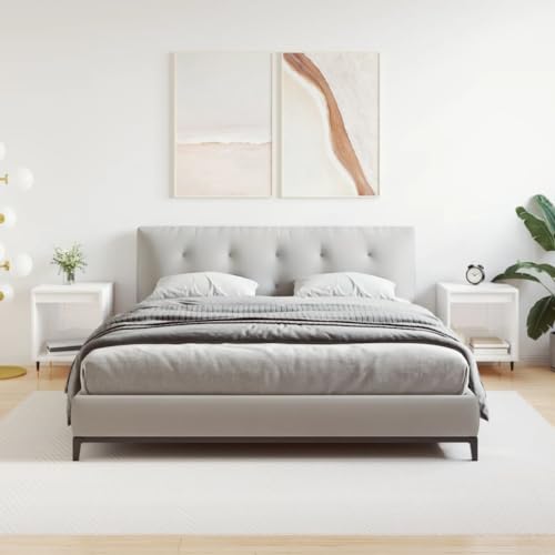 MNISDFL Nachttische 2 STK. Hochglanz-Weiß 40x35x50 cm Holzwerkstoff mit Metallbeinen und Stauraum, stabile Tischplatte, langlebiges Schlafzimmermöbel für Moderne Einrichtung