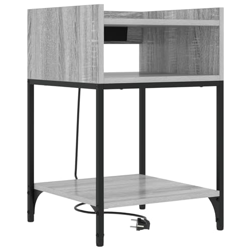 Vopese Nachttisch mit Regal Grau Sonoma 40 x 40 x 61 cm Holzwerkstoff Schränke und Lagerung Model859476