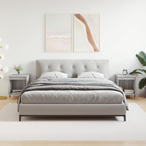 Mokuyary Nachttische 2 STK. Grau Sonoma 40x35x50 cm Holzwerkstoff Beistelltisch, Nachtschrank Schlafzimmer, modern für Wohnzimmer Schlafzimmer Arbeitszimmer Gästezimmer A4