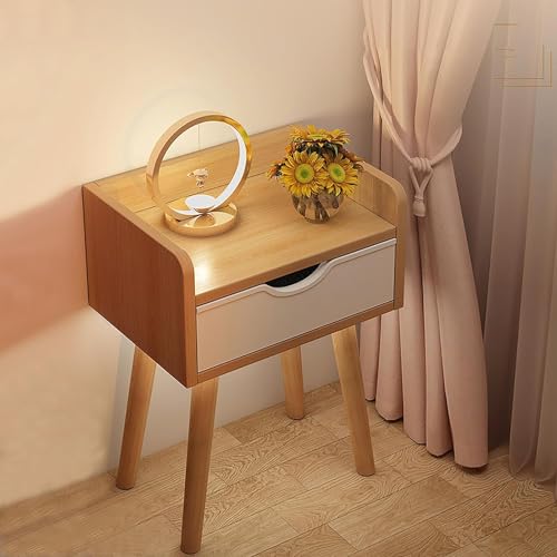 HADECOLL Nachttisch, Schmal, Mit Stoffschublade, Nachttisch Aus Holz, Beistelltisch, Hohes Schrankbein, Couchtisch, Schlafzimmer, Nachttisch, Beistelltisch, B