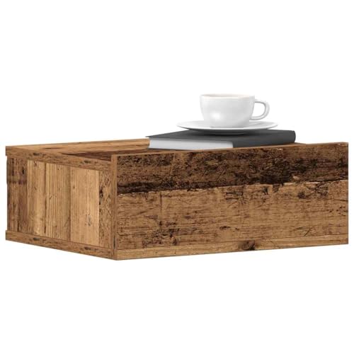 Rantry Nachttische Hängeschränke 2 Stück antikes Holz 40 x 32 x 15 cm Mehrschichtiges Holz, Sideboard Schrank, Bodenschrank, Büromöbel, Nachttisch für Schlafzimmer