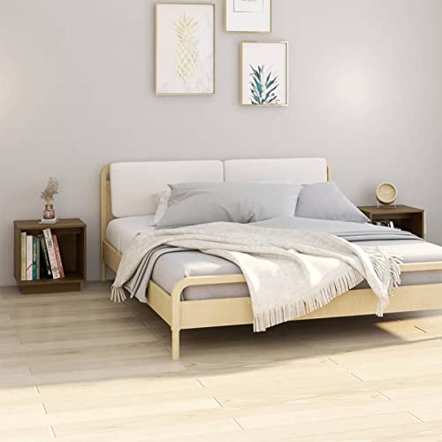 Fasba Nachttische 2 STK. Honigbraun 40x30x40 cm Massivholz Kiefer, Beistelltisch mit viel Stauraum, Nachtschrank, Nachtkommode, Nachtkonsole/ 813342