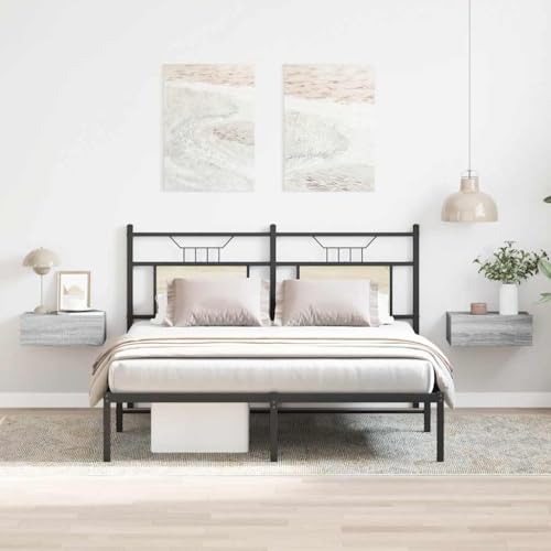 Hängende Nachttische 2 STK. Holzwerkstoff, Grau Sonoma, Wandmontage, Stauraum für Bücher und Dekor, Kompakte Größe, für Schlafzimmer und Wohnzimmer, 40x30x15 cm