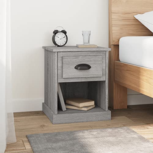 Fasba Nachttisch Grau Sonoma 39x39x47,5 cm Holzwerkstoff, Beistelltisch mit viel Stauraum, Nachtschrank, Nachtkommode, Nachtkonsole