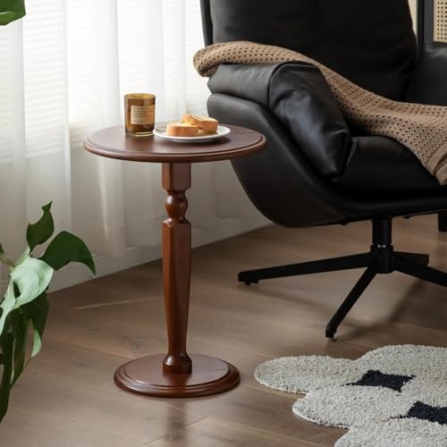 Design Runder Couchtisch 40 cm – Massivholz Luxus Beistelltisch für Wohnzimmer/Schlafzimmer – Vintage Nachttisch 54 cm – Schnelle Montage Pflanzenständer
