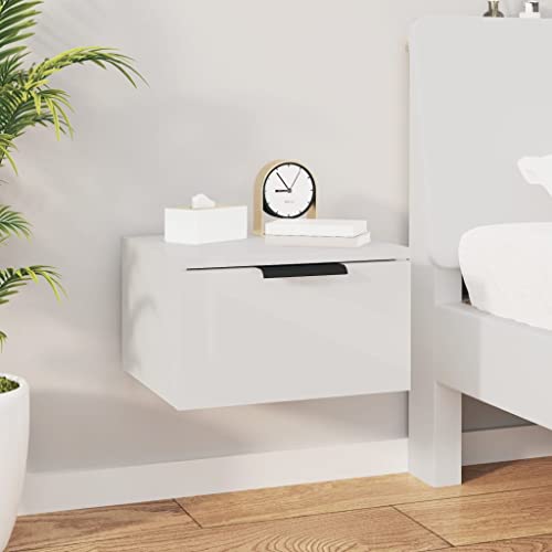 MOBCANT Wand-Nachttisch, Hängende Nachttische Wandkonsole Nachtschrank Nachtkasten Geeignet für Wohnung Mehrbettzimmer Schlafzimmer Hotel Hochglanz-Weiß 34x30x20 cm