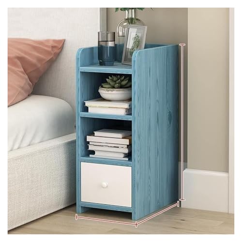 ZGHQHCDRH Nachttisch, Moderner, platzsparender Holzschrank mit Schublade und offenem Fach for Wohnzimmermöbel, handgefertigter Nachttisch(Blue)