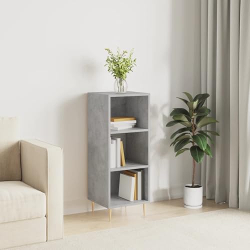 Homgoday Sideboard grau Beton, 34,5 x 32,5 x 90 cm aus mehrschichtigem Holz, Nachttische für Schlafzimmer, Nachttisch, Anrichte für Schlafzimmer, Bodenschrank STYLE828720