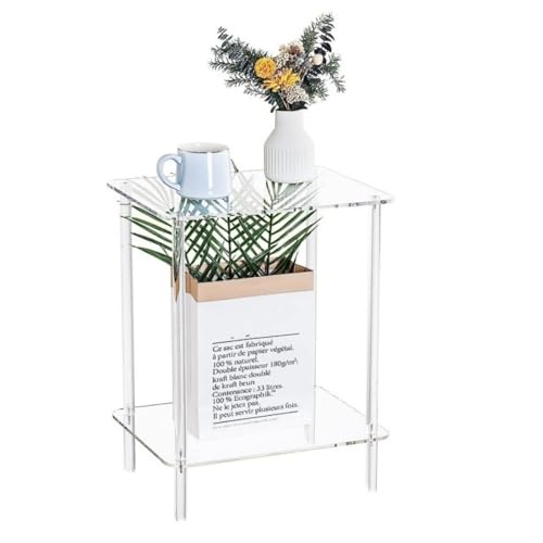 Locadence 2 Tier Endtisch, 15,7 X 11,8 X 19,7 Zoll Acryl Nachttisch, Moderner Nachttisch für Schlafzimmer, Wohnzimmer, Eingang, Büro, Kleine Räume