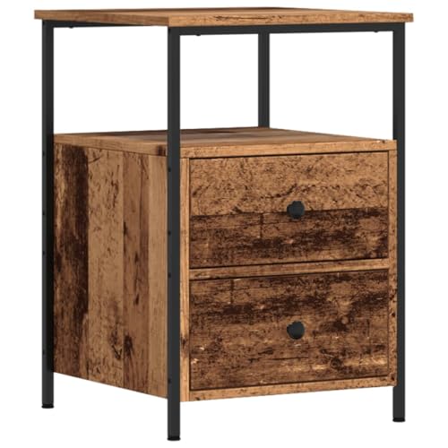 Nachttisch Altholz-Optik 34x35,5x50 cm aus Holzwerkstoff & Metall - Modern & Langlebig für Schlafzimmer & kleine Räume