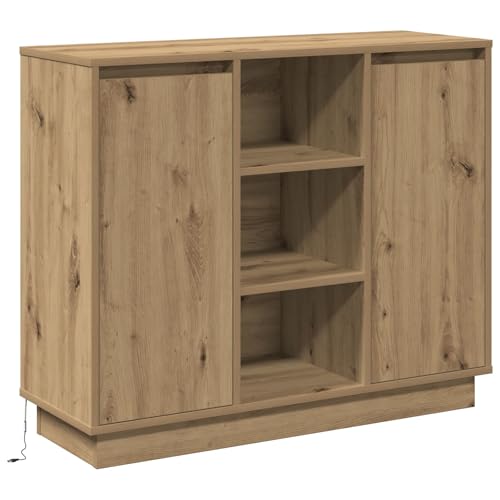 vidaXL Sideboard mit LED Artisan Eiche 90x32x75 cm Holzwerkstoff