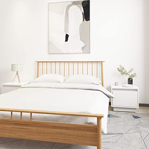 MOBCANT Nachttische 2 STK, Bett Organizer Side Table Nachtkästchen Telefontisch Geeignet für Hotel Wohnung Wohnstube Schlafsaal Weiß 35x34x32 cm Massivholz Kiefer