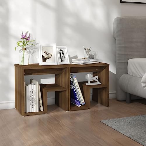 LVHUIDEH Nachttische 2er Set Braun Eichen-Optik 40x30x40 cm Holzwerkstoff