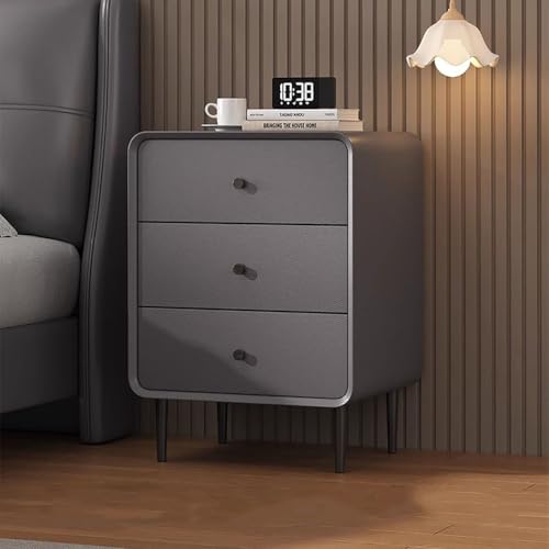 BK&MF Modernes Leder 3 Schubladen Nachttisch,Minimalistisch er Speicherschrankmit Holzrahmen Bedside Möbel Einfaches Ende Seitentisch für Schlafzimmer,E,40x40x60cm (16x16x24inch)
