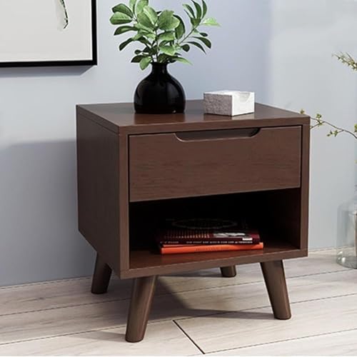 Nachttisch aus Massivholz mit Schubladen, Nachttisch aus Holz für Schlafzimmer und Wohnzimmer, C-Einzelschublade Design