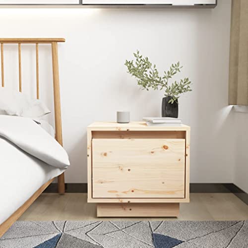 SDWEHO7 Nachttisch, Beistelltisch mit Schublade für Schlafzimmer, Wohnzimmer, 35x34x32 cm Massivholz Kiefer