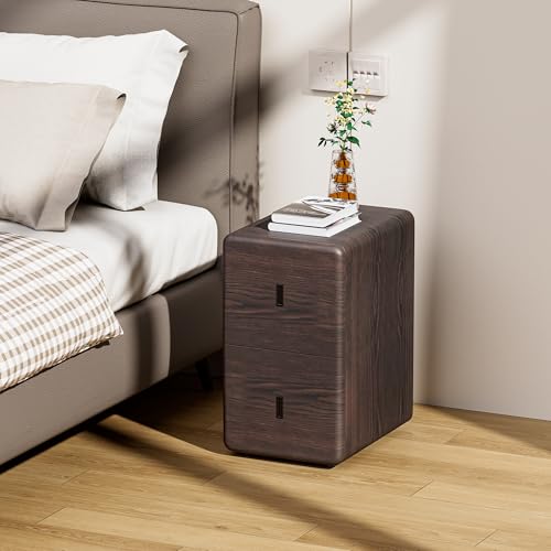 solaround Nachttisch schmal, mit Schubladen, Nachttisch aus Kunstleder, Massivholz Schublade, Kleiner Beistelltisch für Schlafzimmer (Leder Schwarz Walnuss, 30 x 40 x 50 cm) solaround Nachttisch schmal, mit Schubladen, Nachttisch aus Kunstleder, Massivholz Schublade, Kleiner Beistelltisch für Schlafzimmer (Leder Schwarz Walnuss, 30 x 40 x 50 cm)