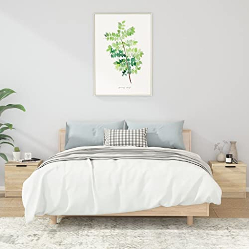 MOBCANT Nachttische 2 STK, Nachtschrank Beistelltisch Beistellschrank Nachtkasten Geeignet für Wohnung Hotel Wohnstube Schlafzimmer Sonoma-Eiche 40x39x40 cm