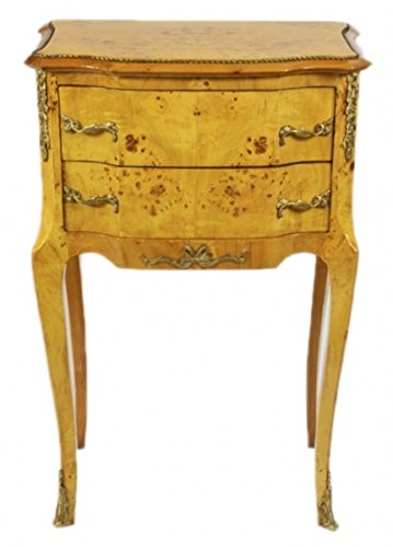Casa Padrino Barock Kommode Vogelaugen Ahorn/Gold mit 2 Schubladen - Nachtschrank Antik Stil