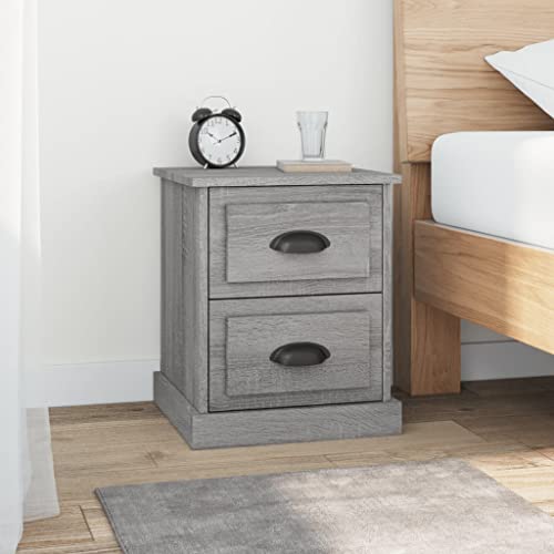 HaoChrymec Nachttische 2 STK. Holzwerkstoff, Grau Sonoma, 2 Schubladen, Praktische Aufbewahrung, Kommode Schlafzimmer, Kleiner Beistelltisch für Schlafzimmer und Wohnzimmer, 39x39x47.5 cm